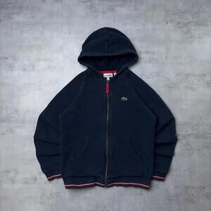 Y2K Navy Lacoste Grunge Skater Zip Up Hoodie